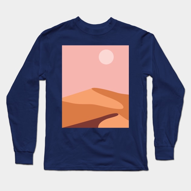 Desert dunes retro minimalist design Long Sleeve T-Shirt by AnnArtshock